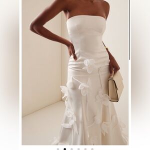 Rotate Strapless Crepe Midi Dress